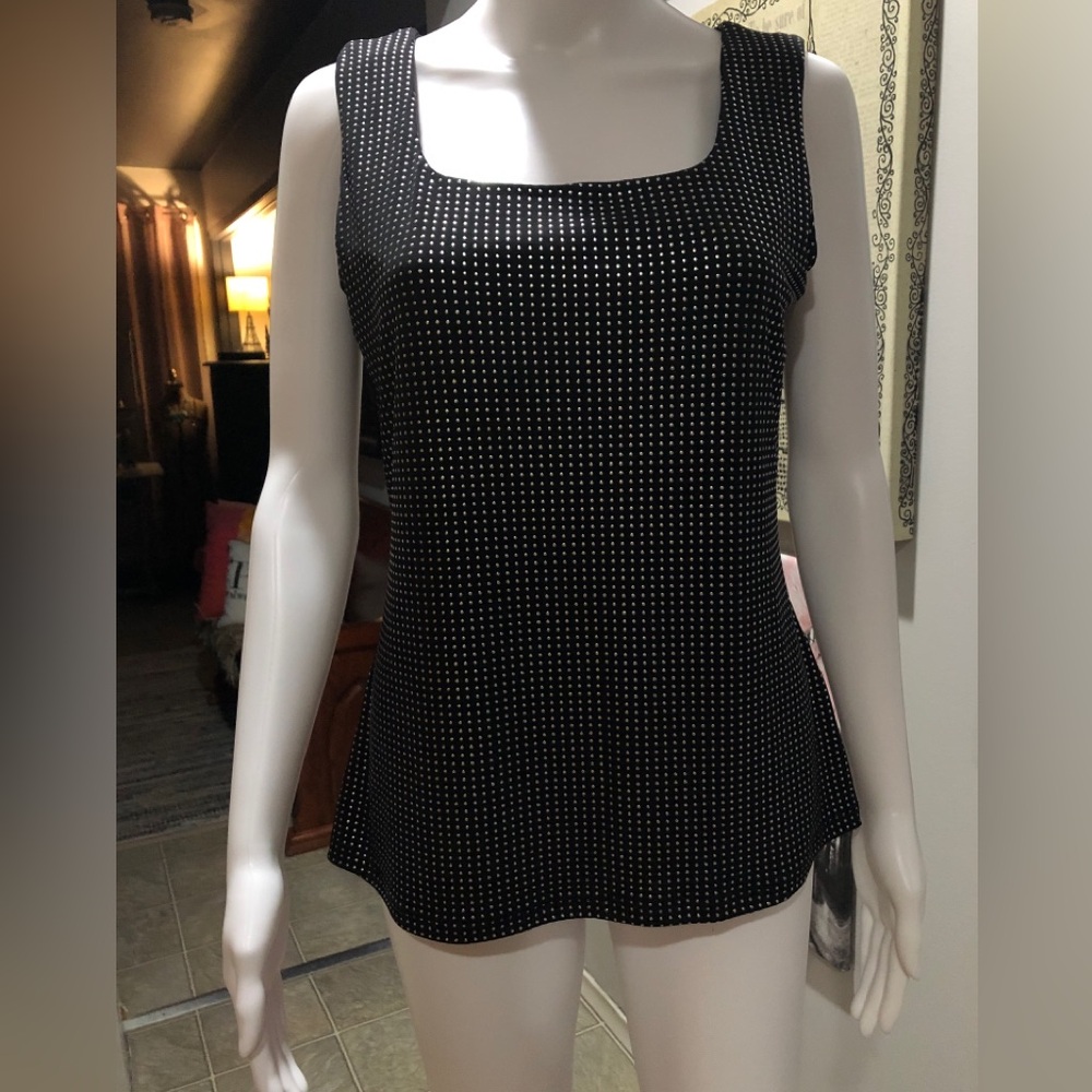 Elegant Black Embossed Lined Dot Women's Top by Melanie Lyne